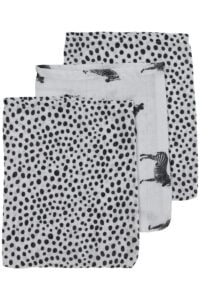 Meyco Hydrofiele Washandjes 3pack Zebra Animal/Cheetah - Black