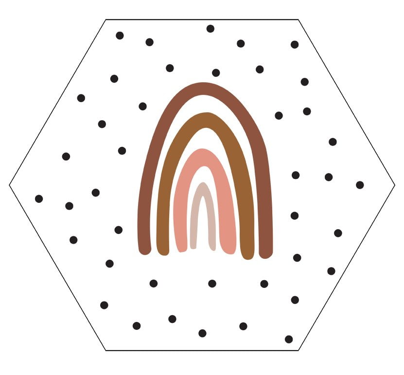 Label R Muurhexagon regenboog